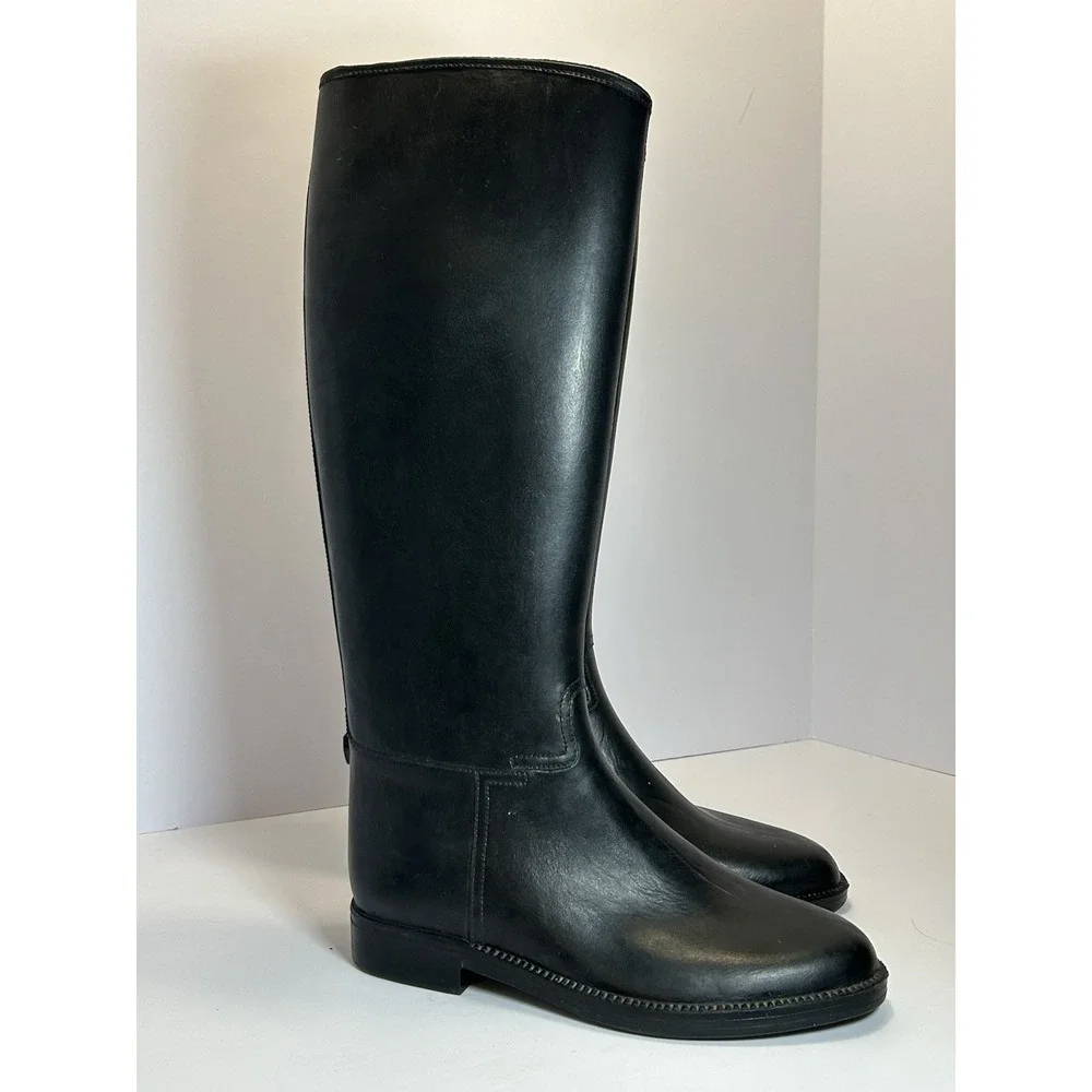 Cadett Israel‎ Tall Rubber Riding Boots Women's US 7 Eu 38 Black Equestrian Rain